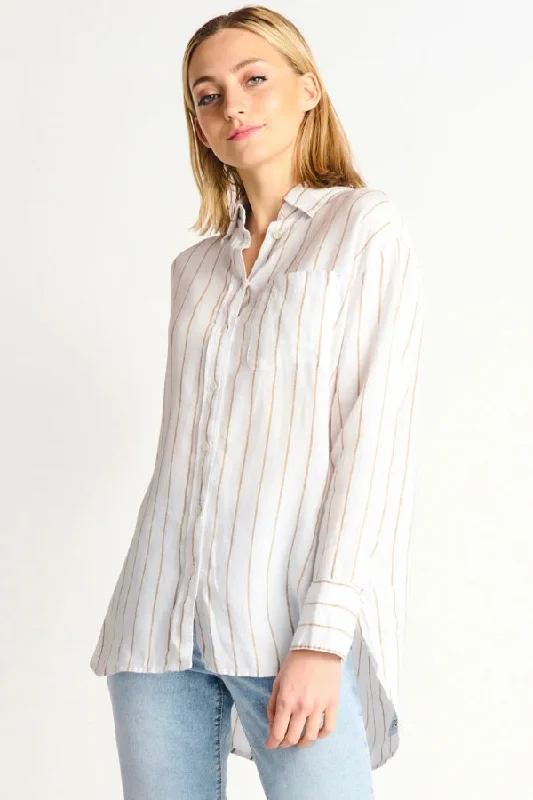 DEX Belinda Linen Shirt Spandex Blend Rayon Blend Denim Blend