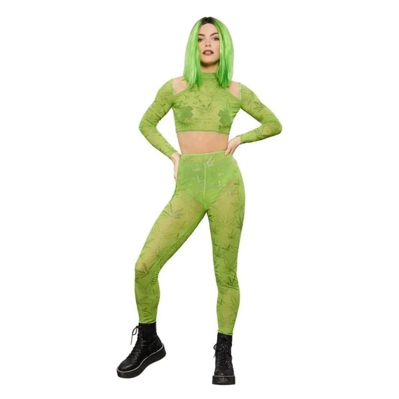 Fever Cannabis Sheer Crop Top & Leggings Stylish Sporty Performance Leggings