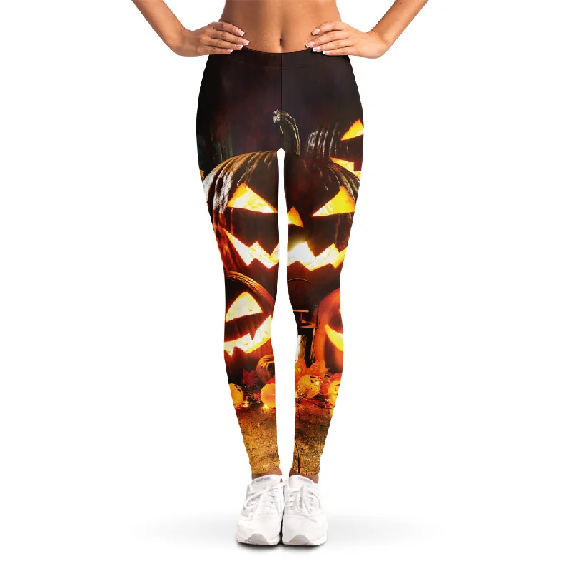 Jack-O'-Lantern Halloween Pumpkin Print Women's Leggings Stylish Ankle-Length Leggings Jack-O'-Lantern Halloween Pumpkin Print Women's Leggings Stylish Ankle-Length Leggings