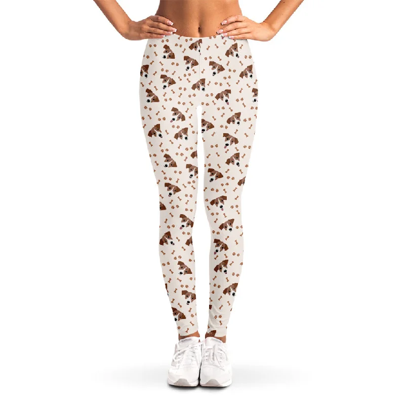 Jack Russell Terrier And Bone Print Women's Leggings Fashionable Lacy Detail Leggings Jack Russell Terrier And Bone Print Women's Leggings Fashionable Lacy Detail Leggings