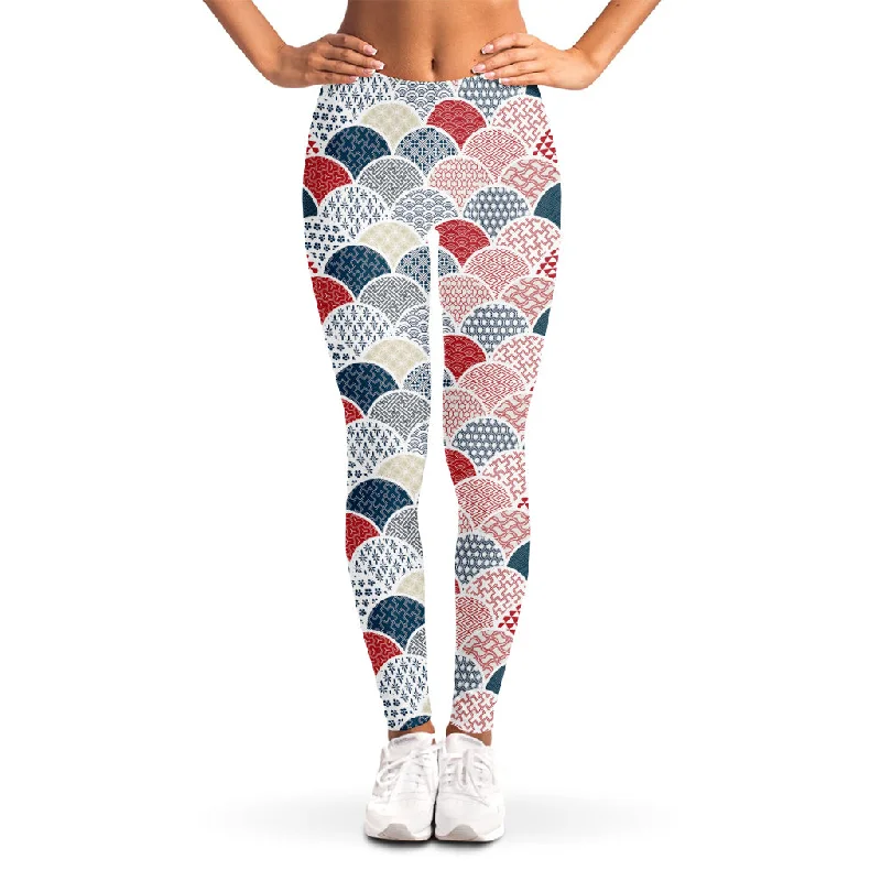 Japanese Geometric Pattern Print Women's Leggings Stylish Colorful Activewear Leggings Japanese Geometric Pattern Print Women's Leggings Stylish Colorful Activewear Leggings
