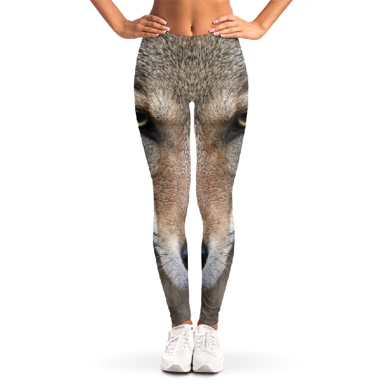 Jungle Wolf Print Women's Leggings Elegant Velvet Leggings