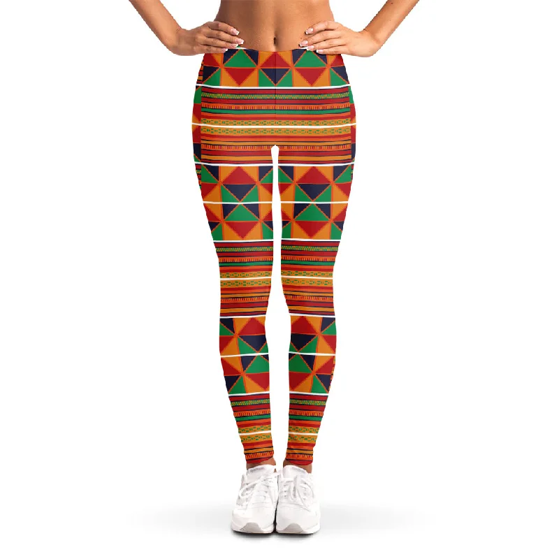 Kente Pattern Print Women's Leggings Trendy Flared Leggings
