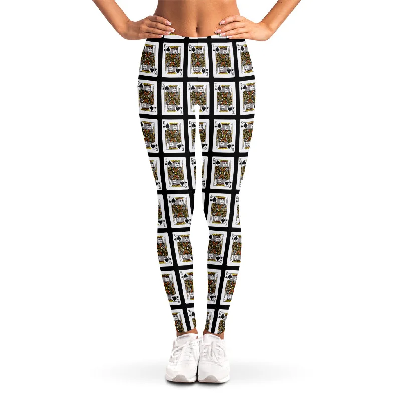 King Of Spades Pattern Print Women's Leggings Fashionable Quick-Dry Yoga Pants