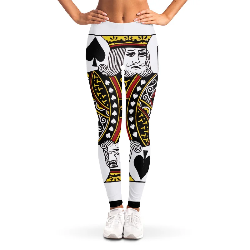 King Of Spades Playing Card Print Women's Leggings Comfortable Bootcut Workout Leggings King Of Spades Playing Card Print Women's Leggings Comfortable Bootcut Workout Leggings
