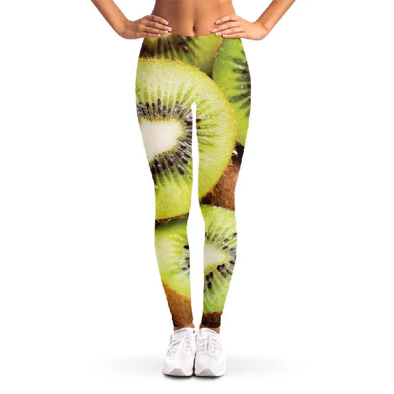 Kiwi 3D Print Women's Leggings Cozy Textured Workout Leggings
