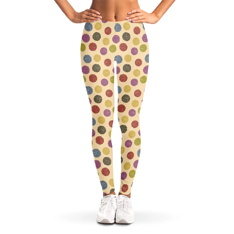 Knitting Yarn Pattern Print Women's Leggings Fashionable Fitted Workout Leggings