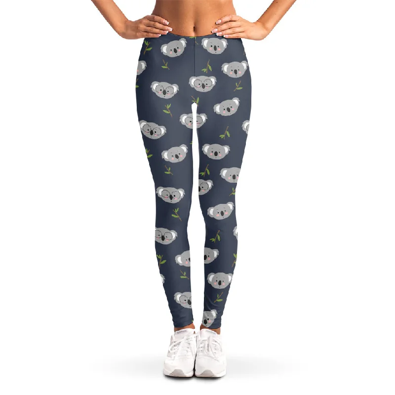 Koala Bear Pattern Print Women's Leggings Elegant Animal Print Leggings