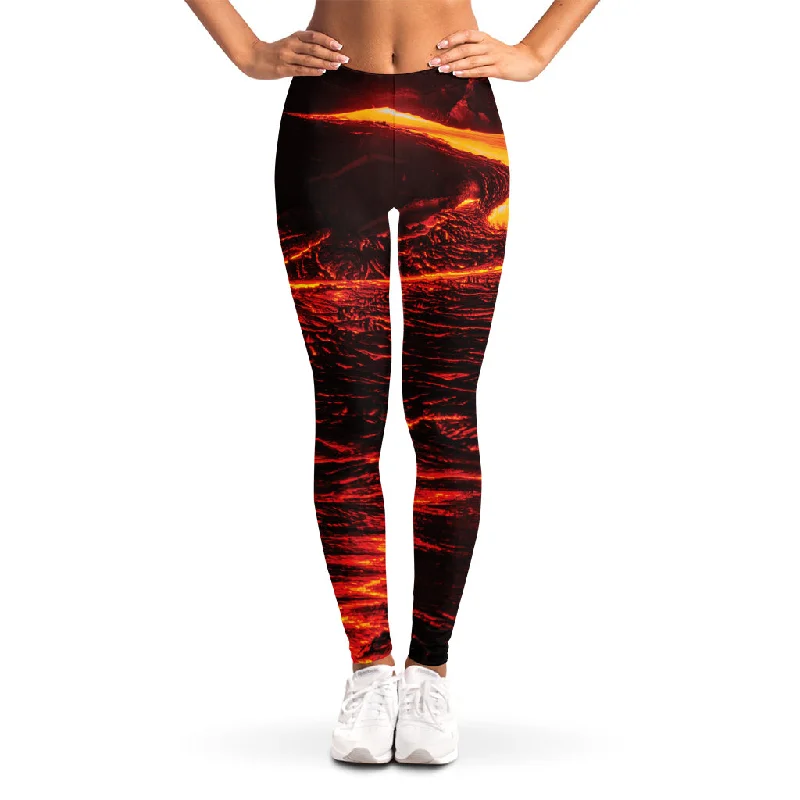 Lava Flow Print Women's Leggings Comfortable Running Leggings