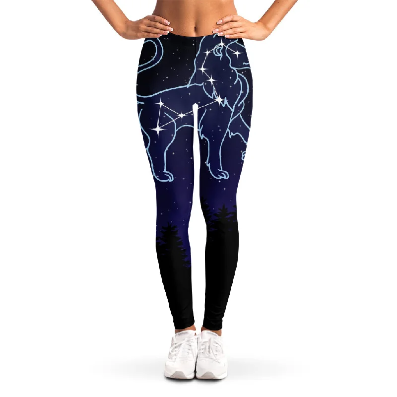 Leo Constellation Print Women's Leggings Chic Velvet Soft Leggings