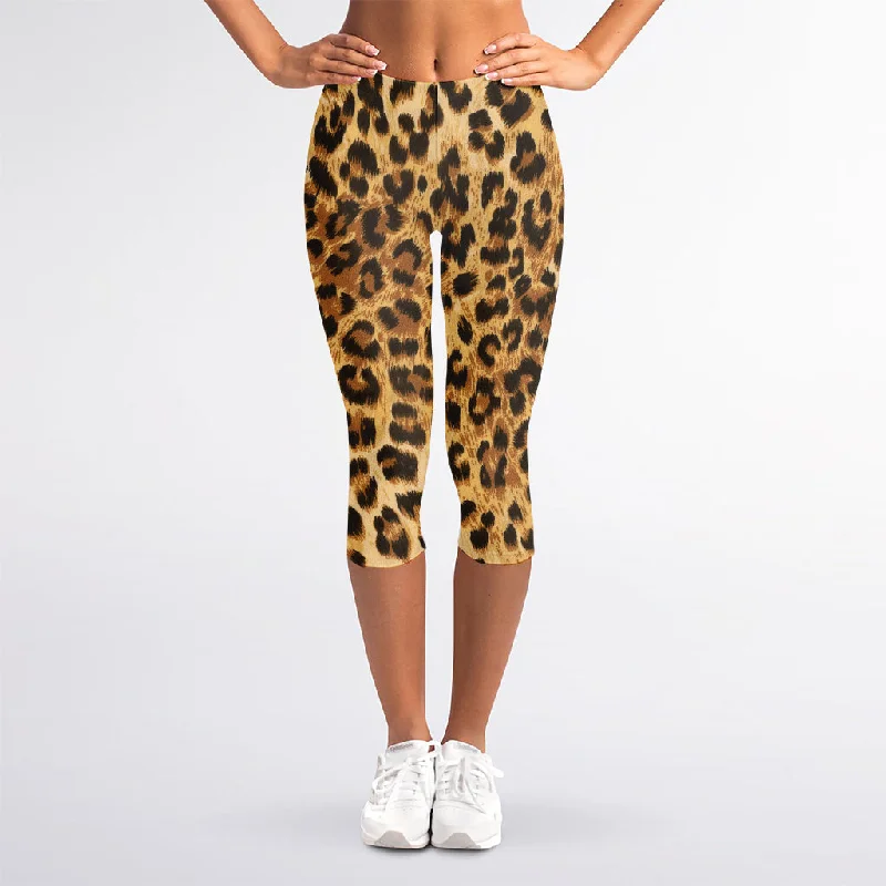 Leopard Pattern Print Women's Capri Leggings Stylish Capri Leggings