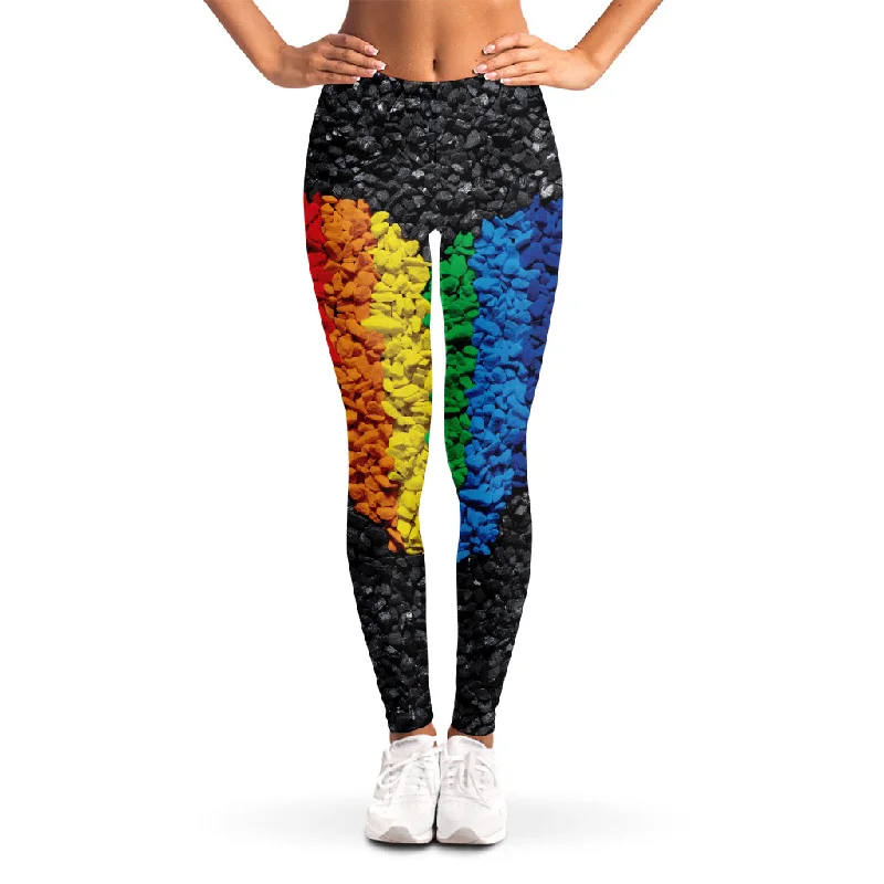 LGBT Pride Rainbow Heart Stones Print Women's Leggings Trendy Sports Performance Leggings LGBT Pride Rainbow Heart Stones Print Women's Leggings Trendy Sports Performance Leggings