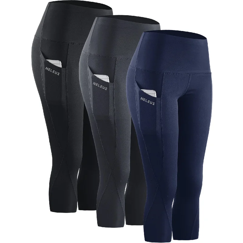 NELEUS Womens Tummy Control High Waist Capri Yoga Leggings with Pocket, M Stylish Colorful Activewear Leggings NELEUS Womens Tummy Control High Waist Capri Yoga Leggings with Pocket, M Stylish Colorful Activewear Leggings